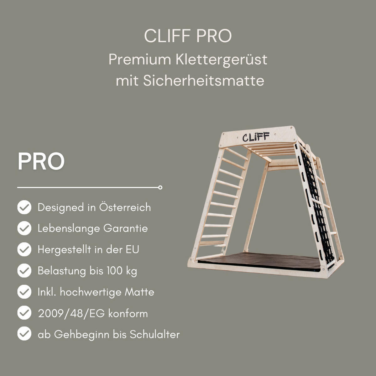 KLETTERGERÜST - Schwarz/Weiß, Basics, Holz (113/115/110cm) - CLIFF