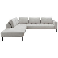 ECKSOFA Creme Flachgewebe  - Creme/Schwarz, Design, Textil/Metall (270/308cm) - Pure Home Lifestyle
