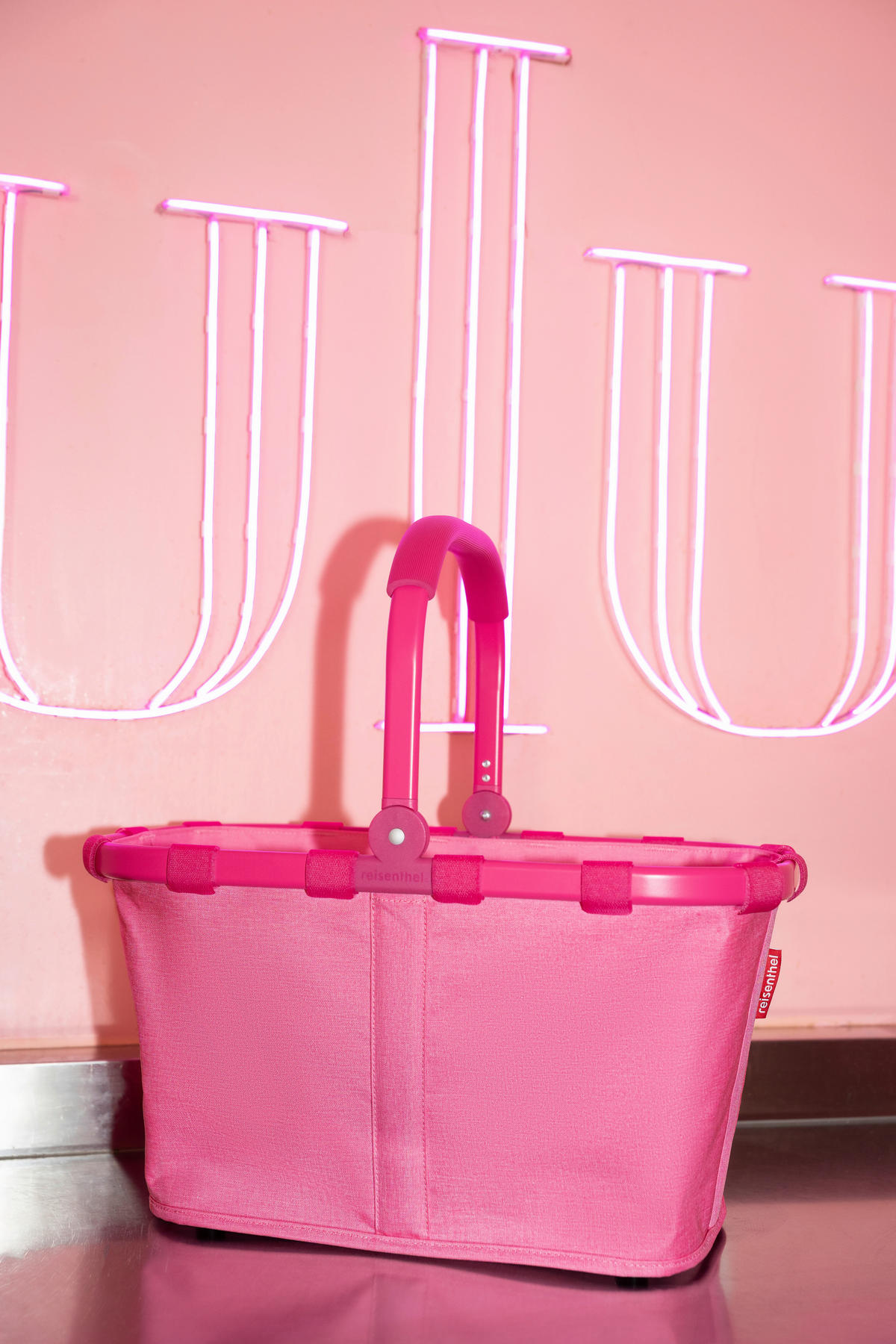 NÁKUPNÍ KOŠÍK pink - pink/černá, Basics, textil (49/29/28cm) - Reisenthel
