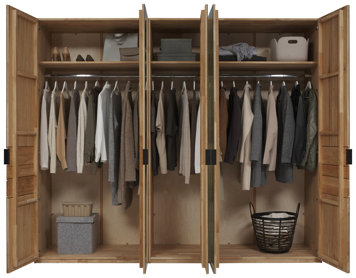 DREHTÜRENSCHRANK  in Eichefarben, Kaschmir  - Kaschmir/Eichefarben, Natur, Glas/Holz (251,8/214/62cm) - Valnatura