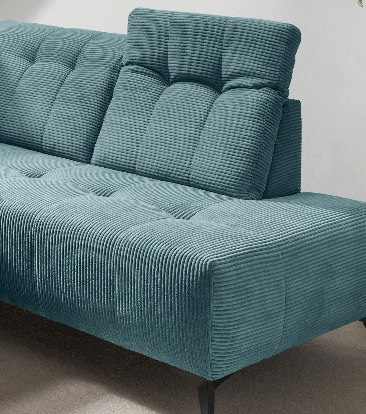 ECKSOFA in Cord Petrol  - Petrol/Schwarz, Modern, Textil/Metall (272/200cm) - Livetastic
