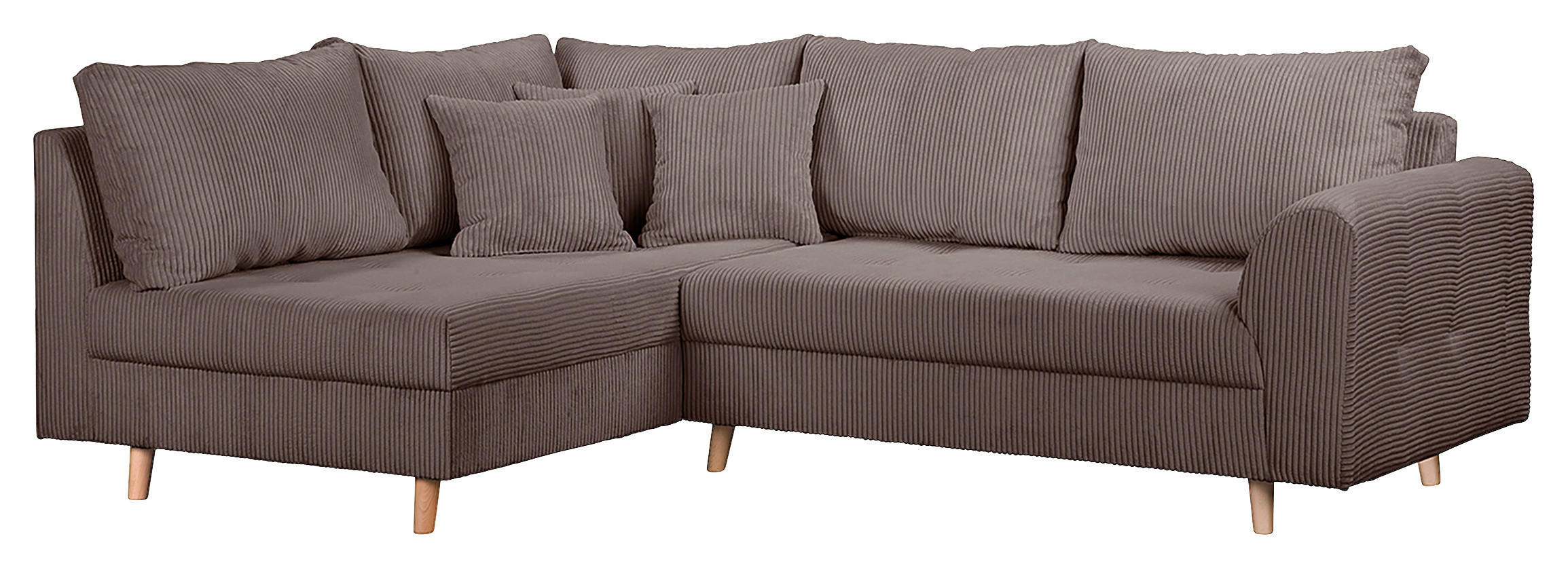 ECKSOFA Cord Braun  - Naturfarben/Braun, Design, Holz/Textil (161/231cm) - P & B