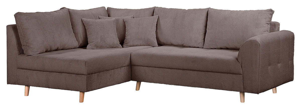 ECKSOFA Ariella Braun Cord  - Naturfarben/Braun, Design, Holz/Textil (161/231cm) - Livetastic