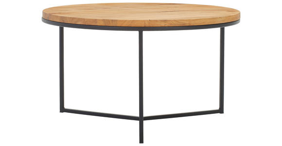 COUCHTISCH in Holz 80/80/44 cm  - Eichefarben/Schwarz, Design, Holz/Metall (80/80/44cm) - Linea Natura