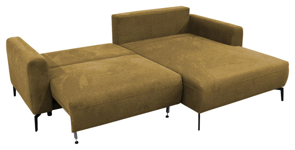 ECKSOFA Gelb Flachgewebe  - Gelb/Schwarz, Design, Textil/Metall (240/163cm) - MID.YOU