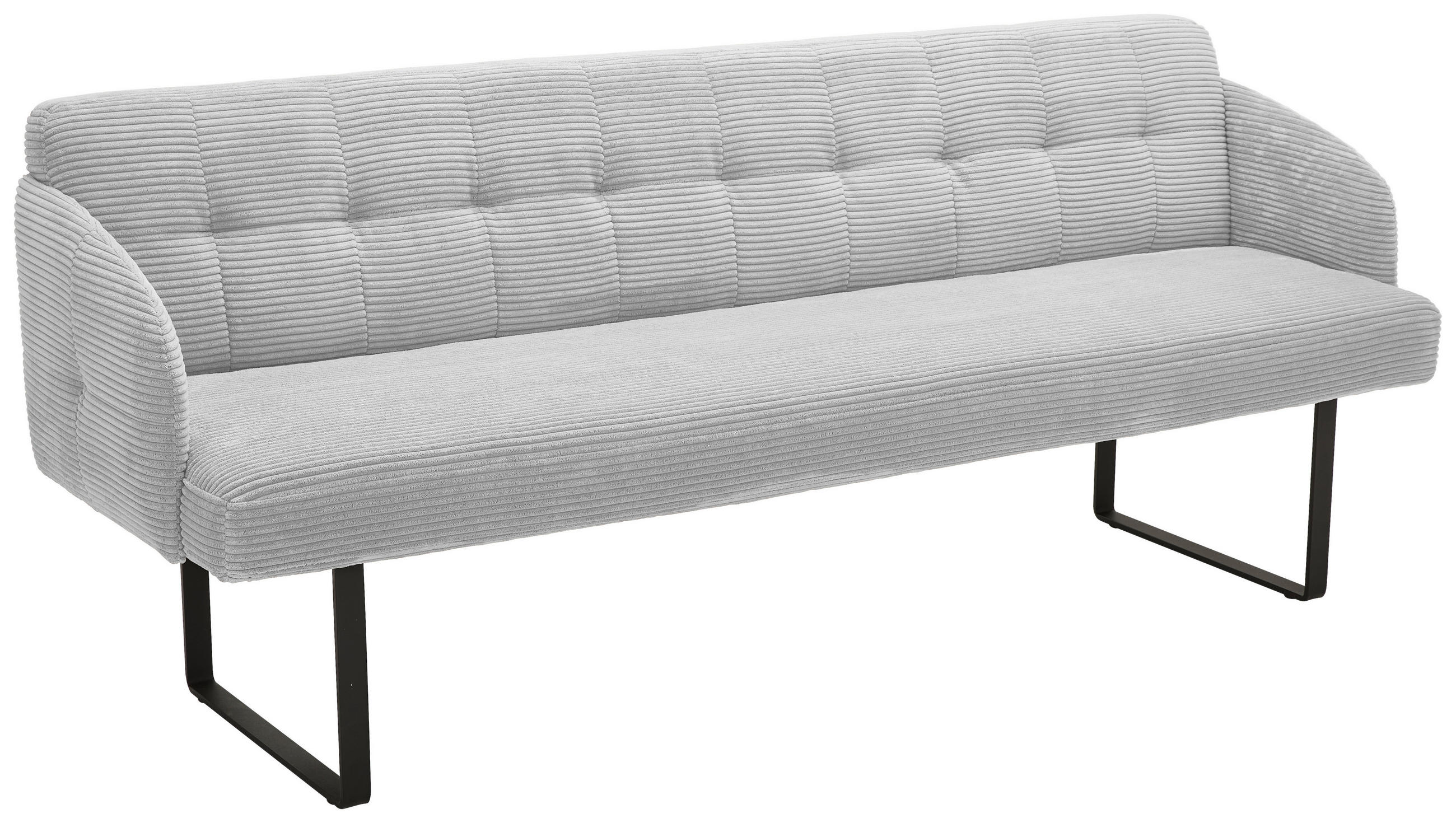 SITZBANK 217/85/69 cm Cord Grauweiß Metall  - Grauweiß/Schwarz, Design, Textil/Metall (217/85/69cm) - Musterring