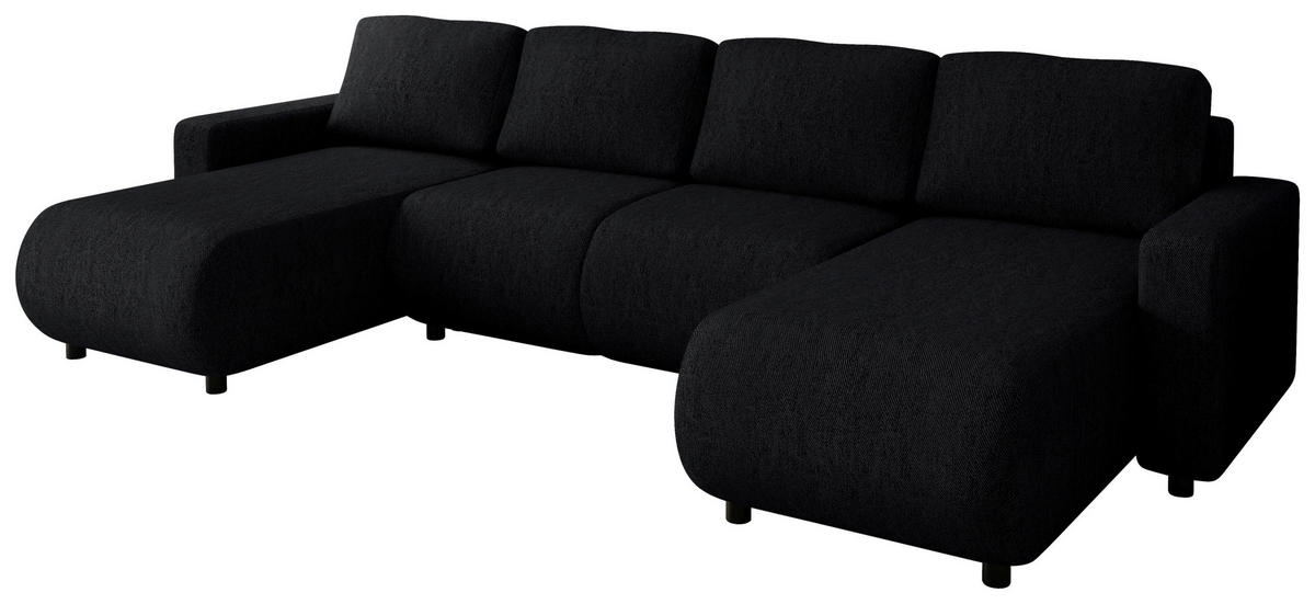 WOHNLANDSCHAFT Schwarz Webstoff  - Schwarz, MODERN, Kunststoff/Textil (150/312/150cm) - Xora