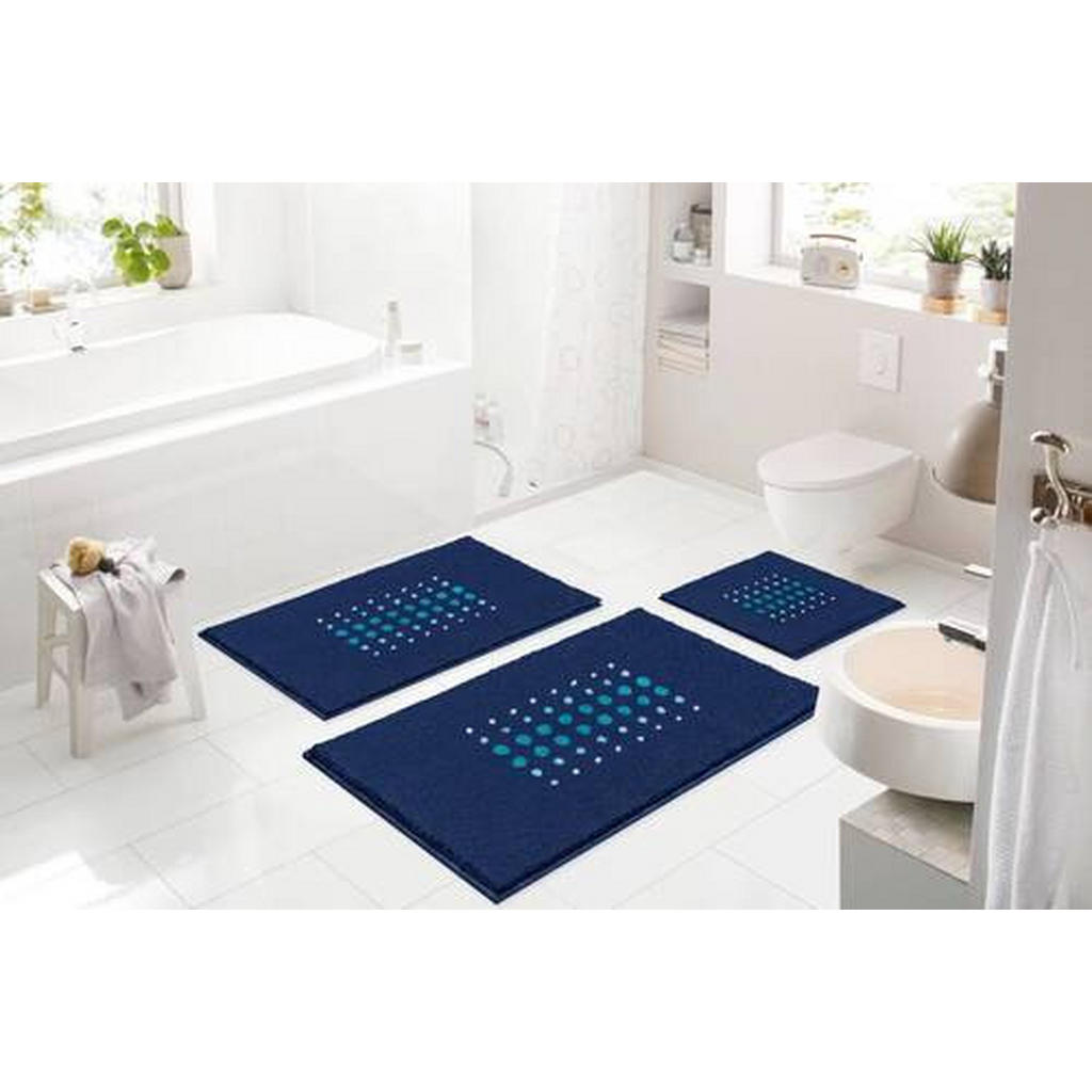 Thumbnail - Grund Badteppich Siria, Blau, Textil, Kreise, rechteckig, 70x120 cm, Oeko-Tex® Standard 100, Made in Europe, rutschfest,...