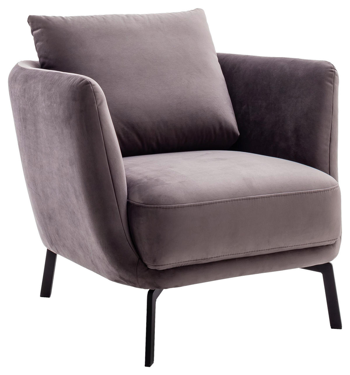 SESSEL Velours Graubraun  - Graubraun/Schwarz, Design, Textil/Metall (86/68/86cm) - Schöner Wohnen