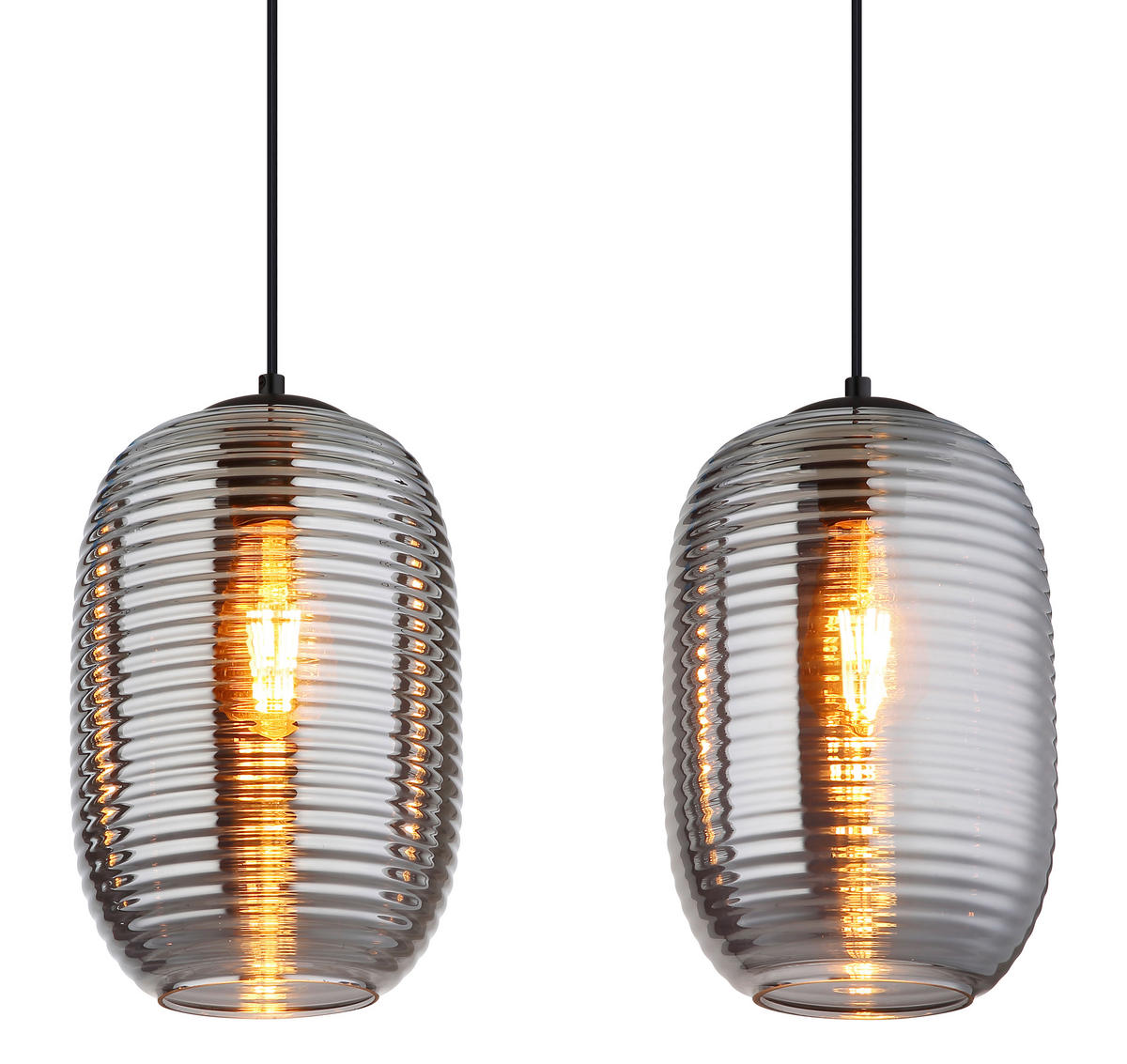 HÄNGELEUCHTE 100/18/120 cm    - Schwarz/Grau, Basics, Glas/Kunststoff (100/18/120cm) - Globo