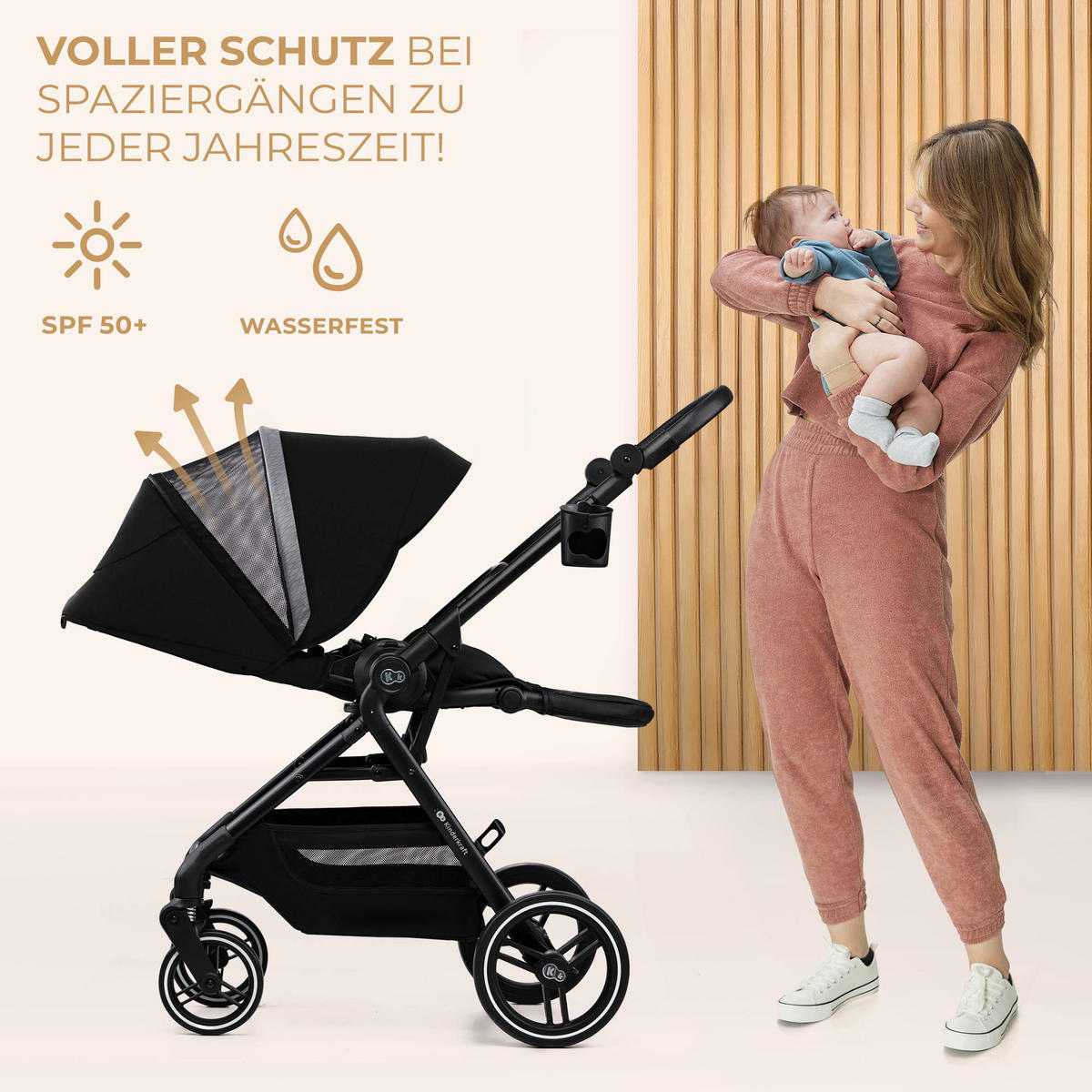 BUGGY Yoxi  - Schwarz Hochglanz/Schwarz, Basics, Kunststoff/Textil (59/91/106cm) - Kinderkraft