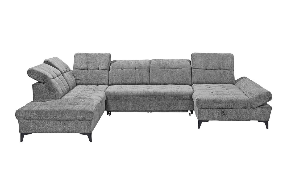 WOHNLANDSCHAFT MERCY Grau Mikrovelours  - Schwarz/Grau, MODERN, Kunststoff/Textil (245/348/168cm) - MID.YOU