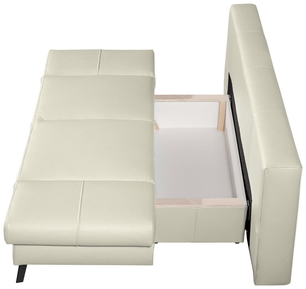 SCHLAFSOFA in Echtleder Naturfarben  - Schwarz/Naturfarben, Design, Leder/Metall (200/85/90cm) - Novel