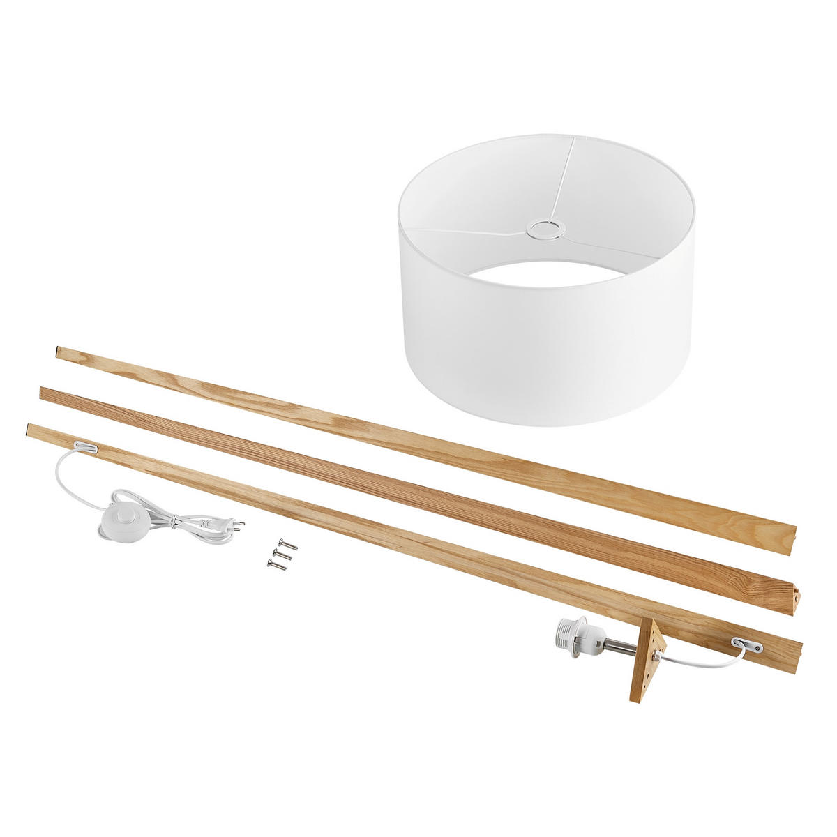 STEHLEUCHTE Colchester 45/148 cm   - Weiß/Naturfarben, KONVENTIONELL, Holz/Textil (45/148cm) - Novel