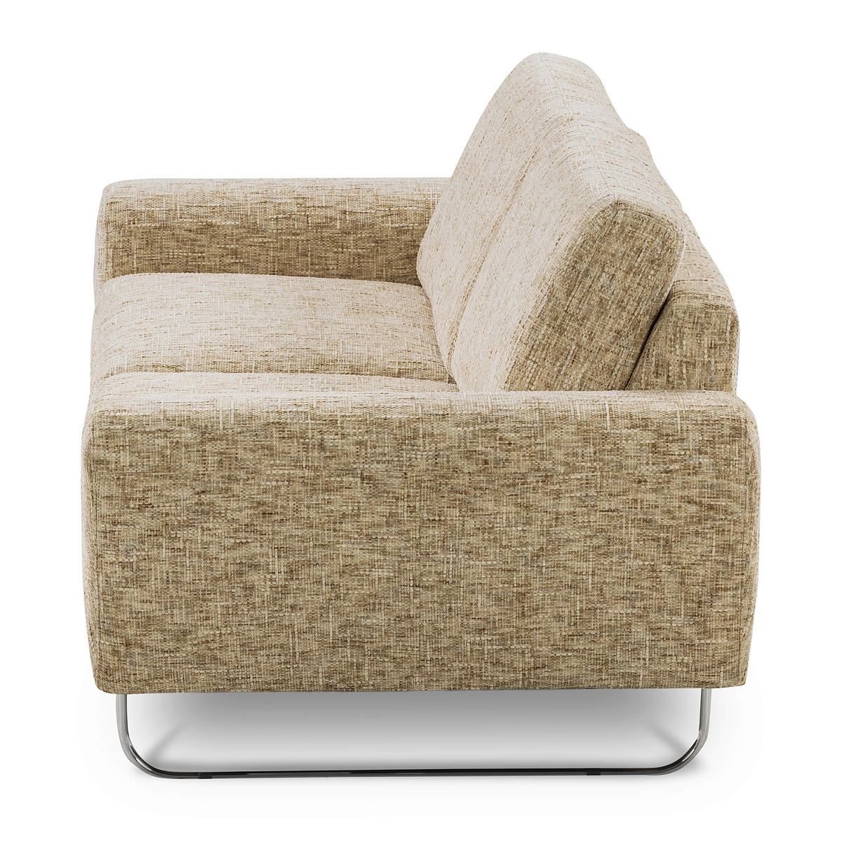 3-SITZER-SOFA SPRING in Webstoff Hellbraun Modern  - Chromfarben/Hellbraun, Design, Textil/Metall (187/85/92cm) - Livetastic
