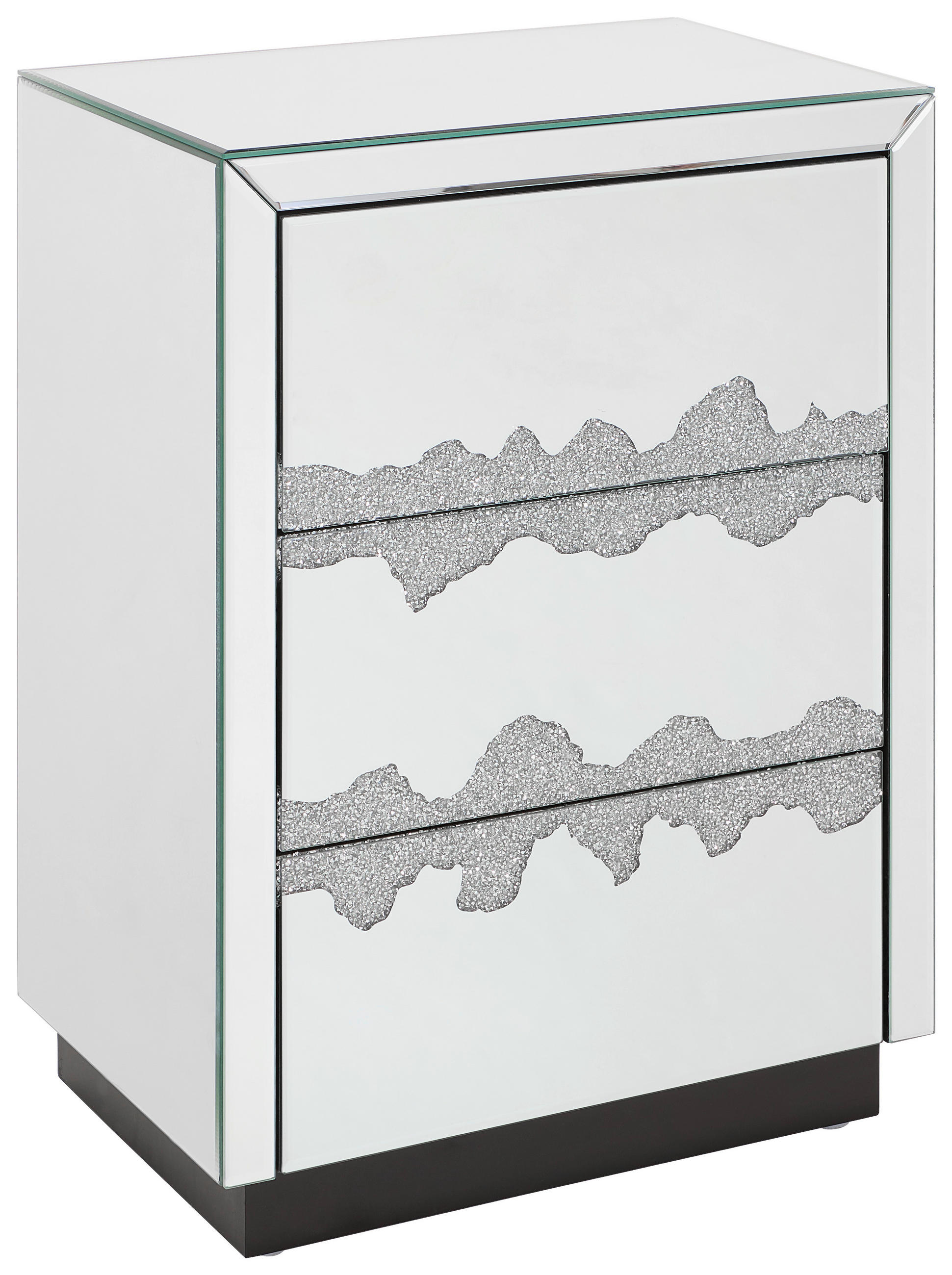 NACHTSCHRANK 45/60/30 cm  - Silberfarben/Schwarz, Trend, Glas/Holzwerkstoff (45/60/30cm) - Xora