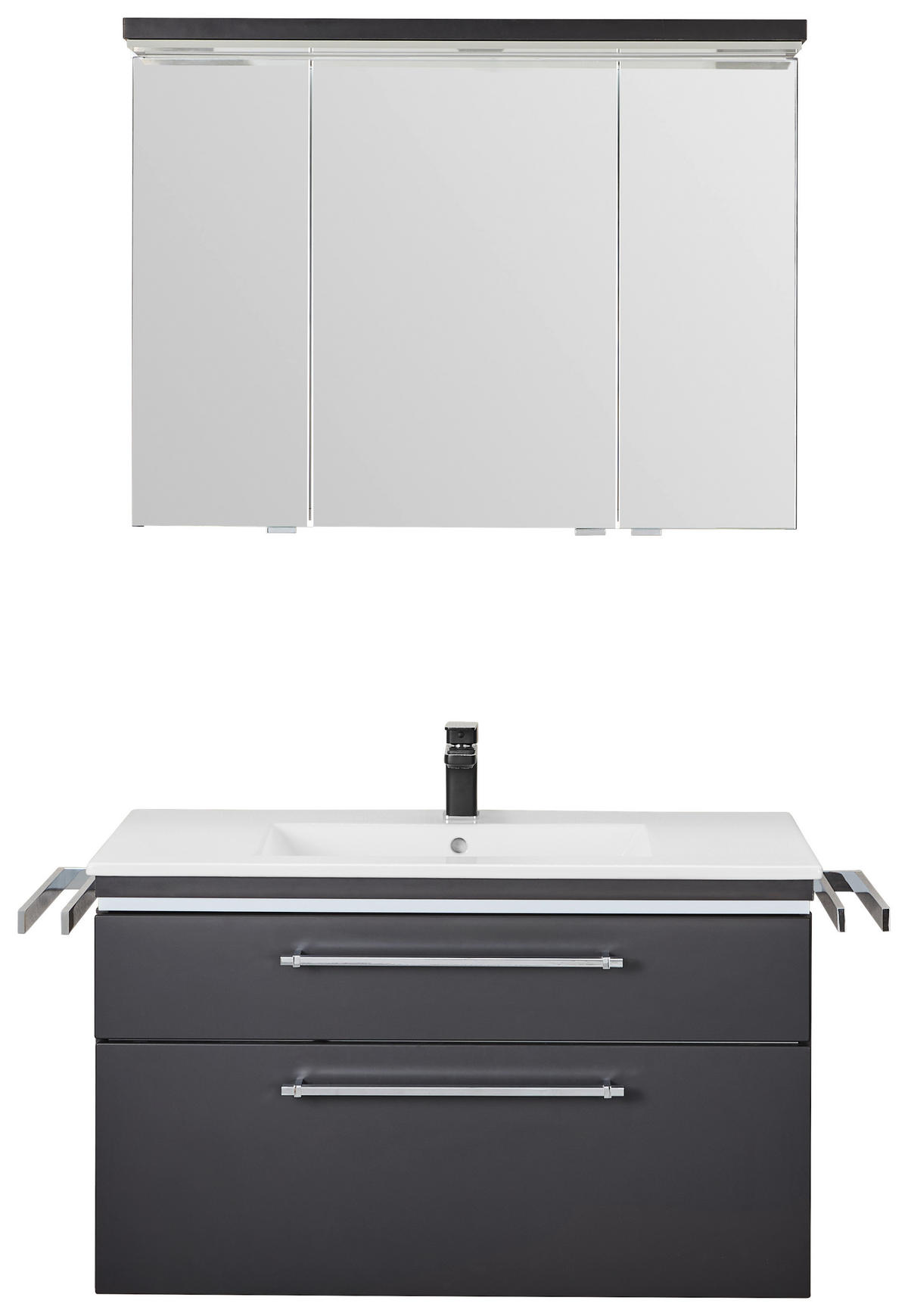 BADEZIMMER 3-teilig  in 90 cm  - Chromfarben/Weiß, Basics, Glas/Keramik (90cm) - Novel