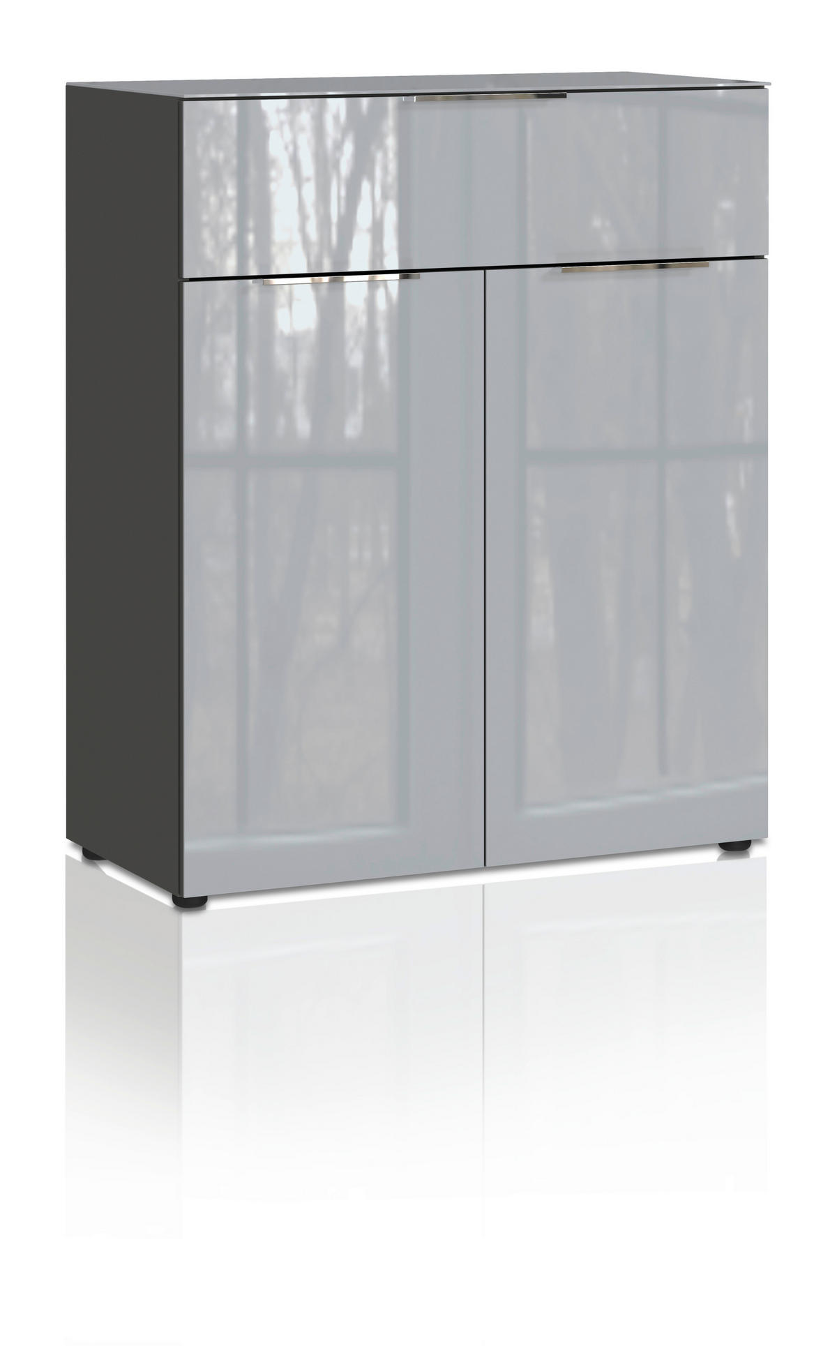 KOMÓD 83/102/42 cm  - krómszínű/grafitszürke, Modern, műanyag/faalapú anyag (83/102/42cm) - Premium Living