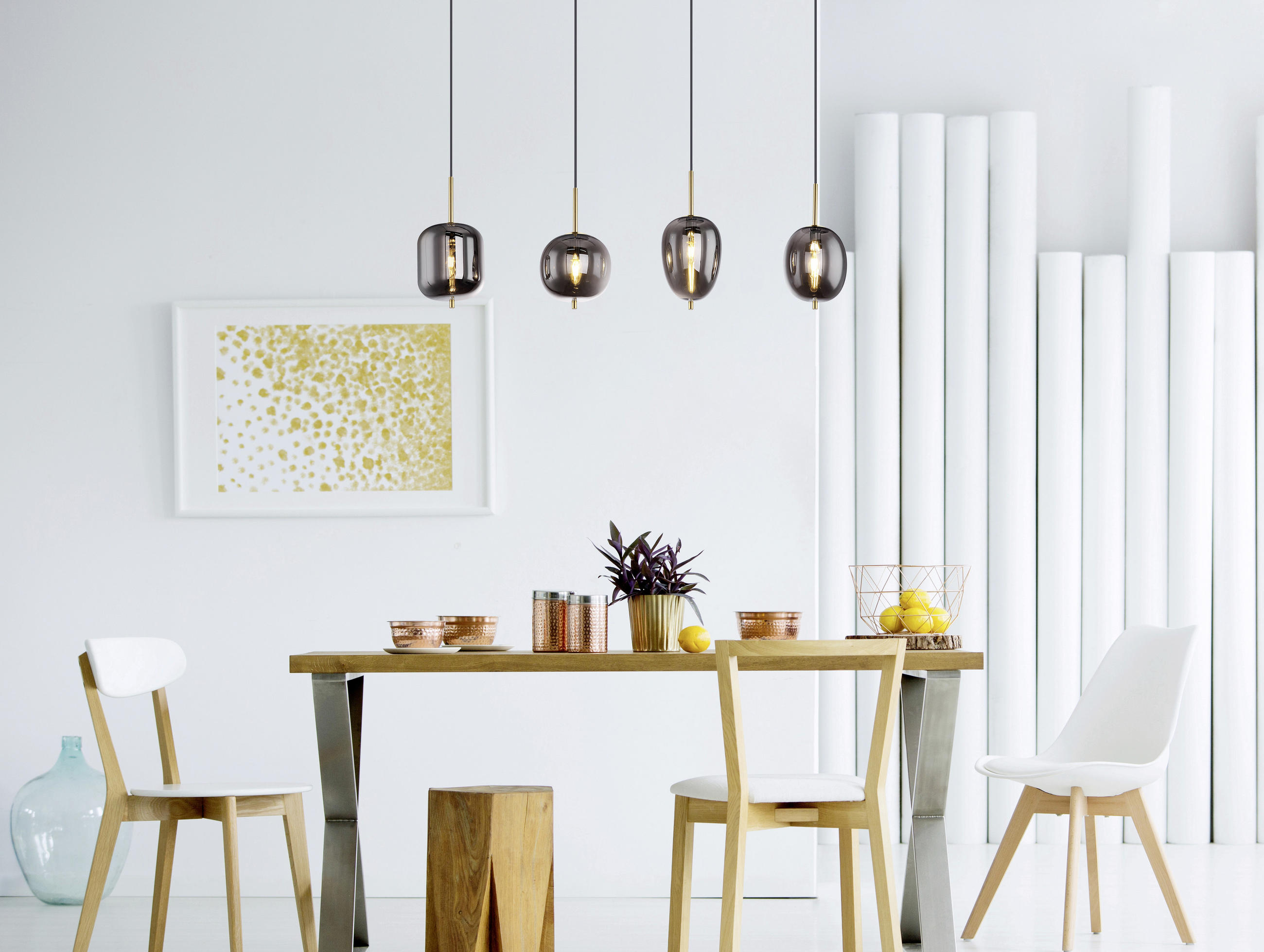 HÄNGELEUCHTE 110/18,5/120 cm  - Messingfarben, Design, Glas/Metall (110/18,5/120cm) - Globo