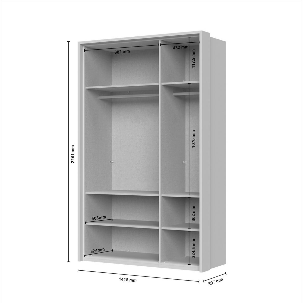 ORMAR SA KLASIČNIM VRATIMA kašmir  142/226/60 cm  - kašmir, Dizajnerski, metal/pločasti materijal (142/226/60cm)