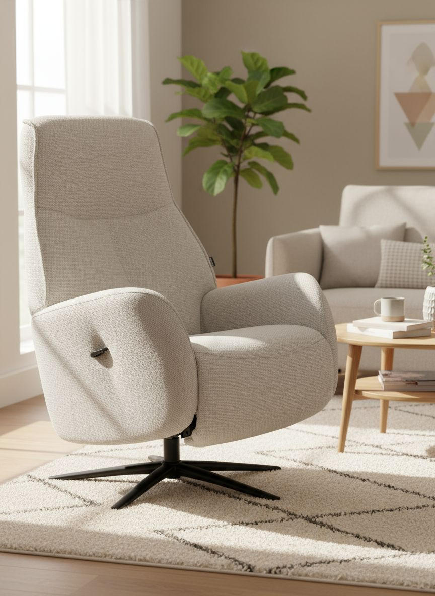 RELAXSESSEL Webstoff    - Beige/Schwarz, Design, Holz/Textil (77/112/86cm) - Livetastic