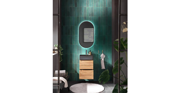 WASCHBECKEN 42/13/42 cm  - Schwarz, Basics, Stein (42/13/42cm) - Linea Natura