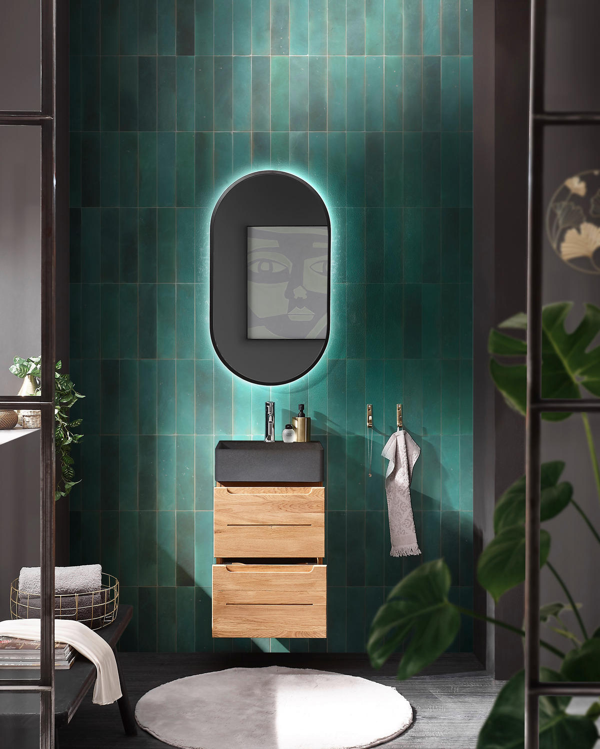 LAVOAR 42/13/42 cm  - negru, Basics, piatră (42/13/42cm) - Linea Natura