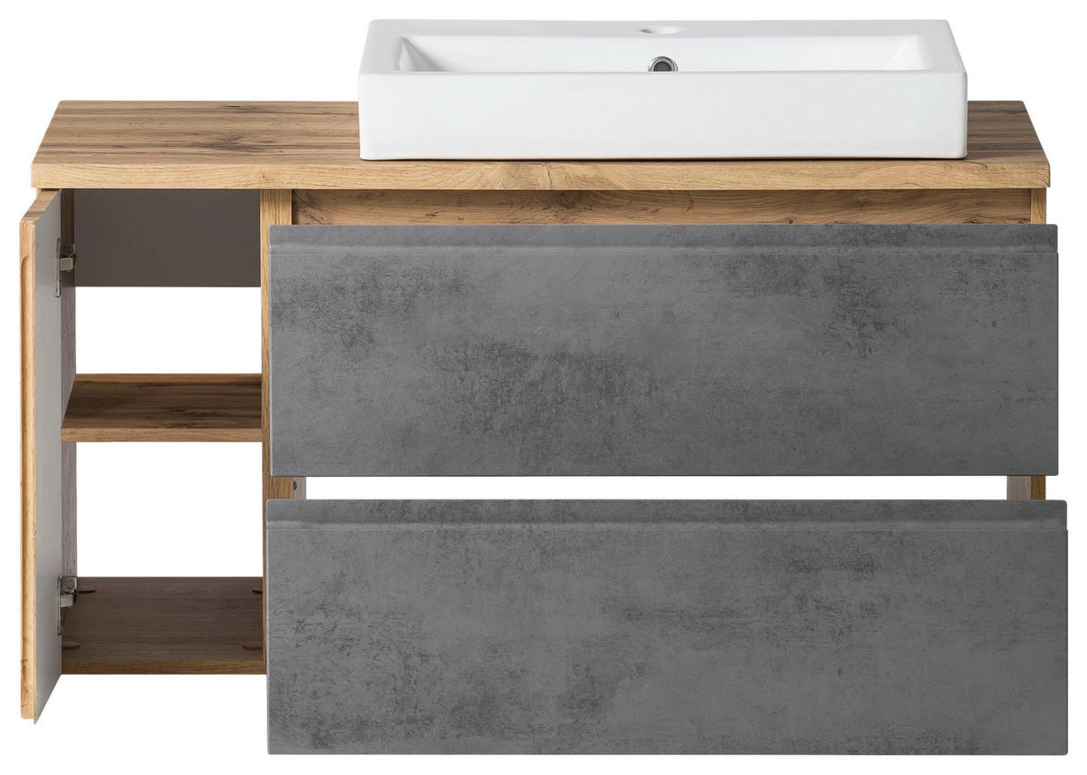WASCHTISCHKOMBI 105 cm  - Eiche Wotan/Hellgrau, Modern, Keramik/Holzwerkstoff (105cm) - Held