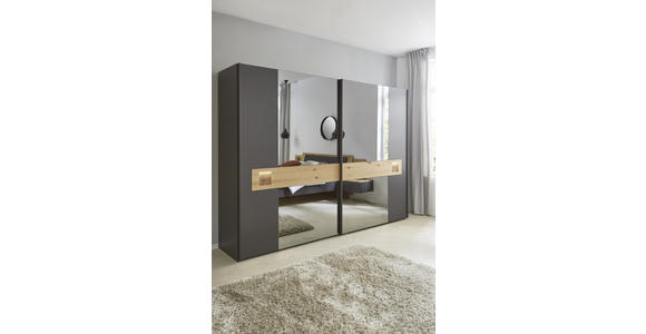 SCHLAFZIMMER Eichefarben, Schieferfarben - Schieferfarben/Eichefarben, Design, Holz/Textil (180/200cm) - Dieter Knoll