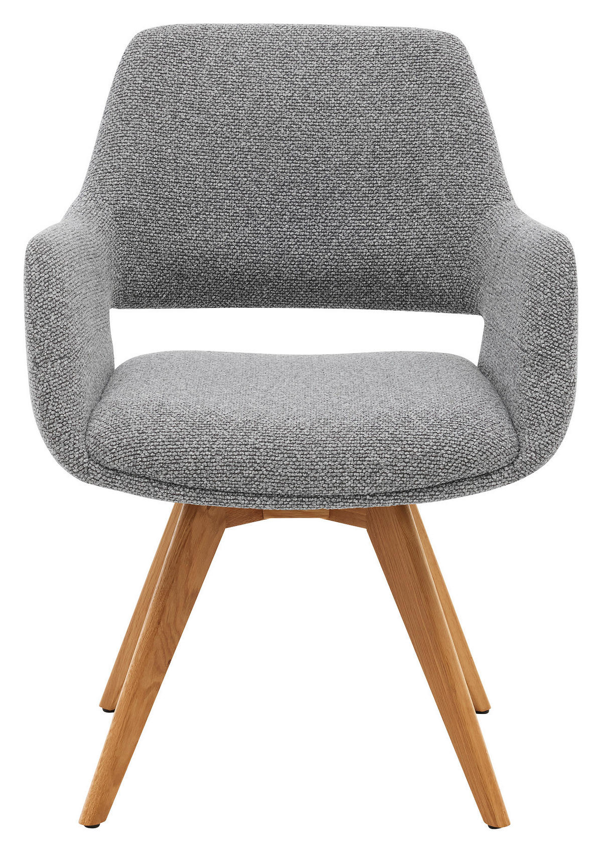 ARMLEHNSTUHL , Sitzfläche 180° drehbar, automatische Rückholfunktion , Bouclé  - Grau, Design, Holz/Textil (62/83/62cm) - Musterring