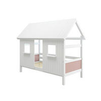 HAUSBETT 90/200 cm,  in Rosa, Weiß, Rollrost  - Rosa/Weiß, MODERN, Holz (90/200cm) - Chameo