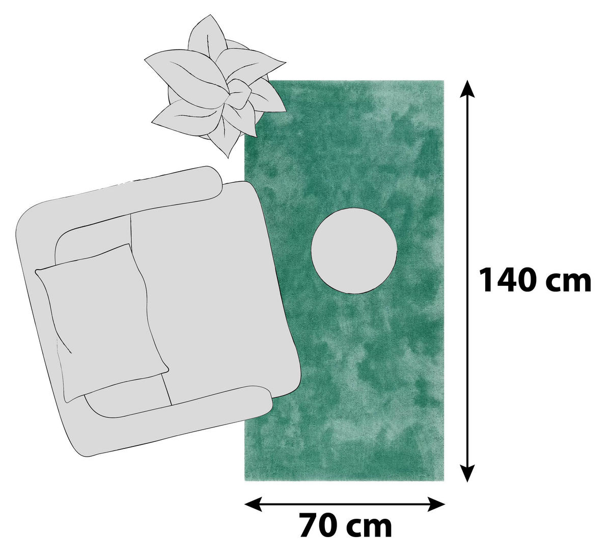 HOCHFLORTEPPICH 70/140 cm Relaxx Smaragdgrün  - Smaragdgrün, Basics, Textil (70/140cm) - Esprit