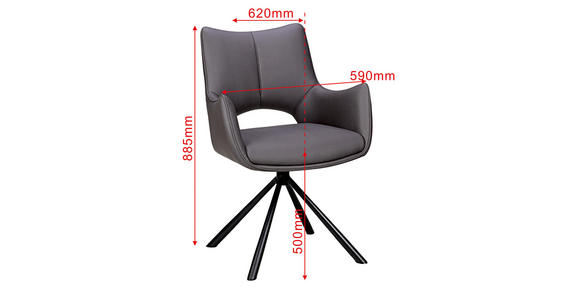ARMLEHNSTUHL  Sitzfläche 360° drehbar, inklusive Armlehnen Mikrofaser  - Dunkelgrau/Schwarz, Design, Textil/Metall (59/88,5/62cm) - Carryhome