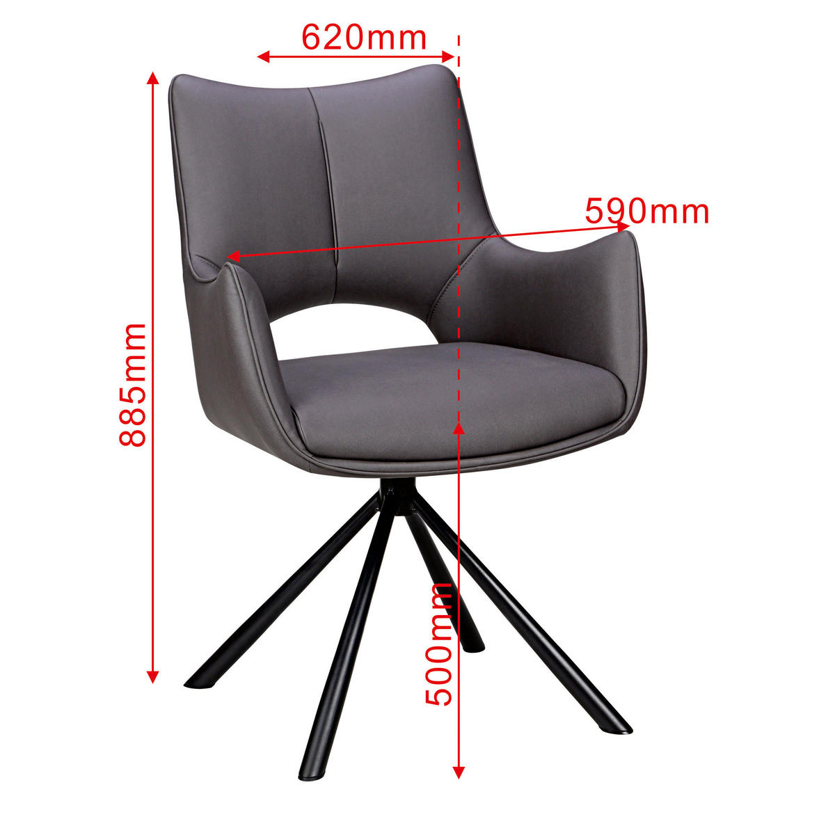 ARMLEHNSTUHL  in Eisen Mikrofaser  - Dunkelgrau/Schwarz, Design, Textil/Metall (59/88,5/62cm) - Carryhome