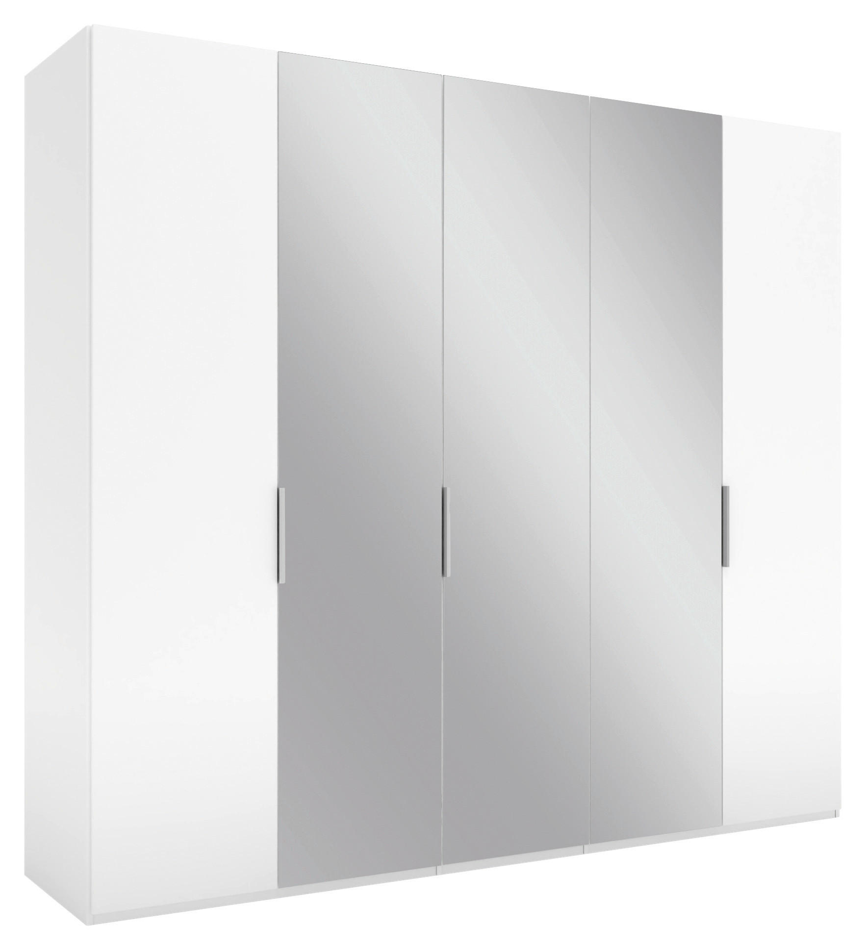 DREHTÜRENSCHRANK 250/223/62 cm 5-türig Weiß  - Alufarben/Weiß, KONVENTIONELL, Glas/Holzwerkstoff (250/223/62cm) - Novel