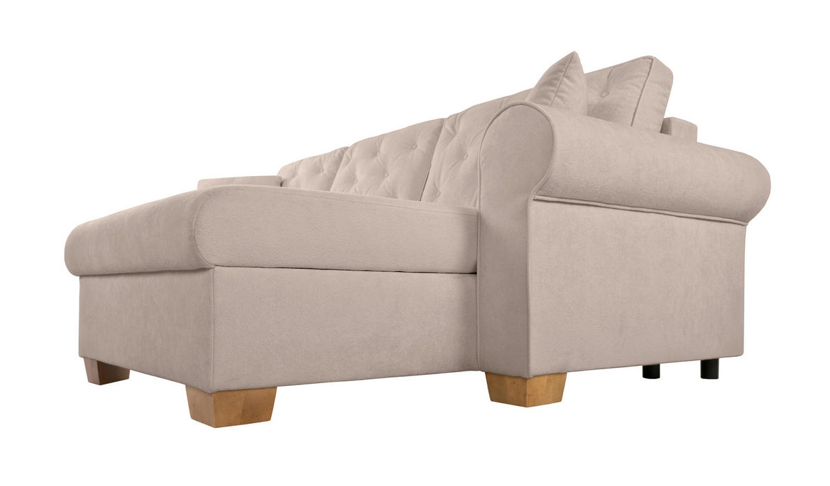ECKSOFA Arles Taupe  - Taupe/Buchefarben, Design, Holz/Textil (266/161cm) - MID.YOU