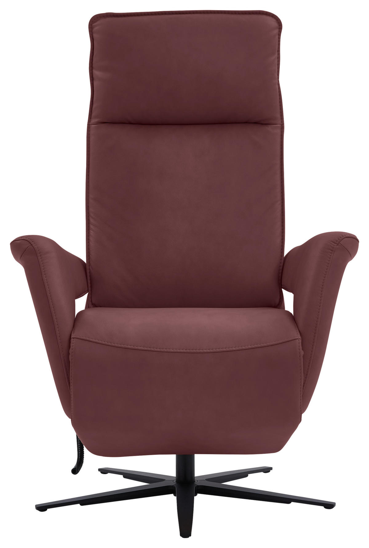 RELAXSESSEL in Leder Beere  - Beere/Schwarz, Design, Leder/Metall (83/123/87cm) - Valdera