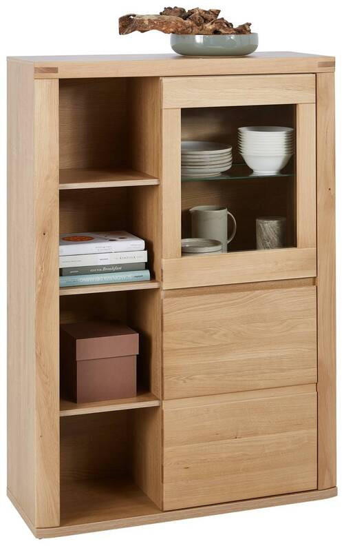 HIGHBOARD Alteiche  98/140/38 cm  - Alteiche/Grau, Konventionell, Glas/Holz (98/140/38cm) - Voleo