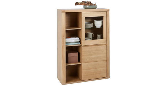 HIGHBOARD 98/140/38 cm  - Alteiche/Grau, KONVENTIONELL, Glas/Holz (98/140/38cm) - Voleo