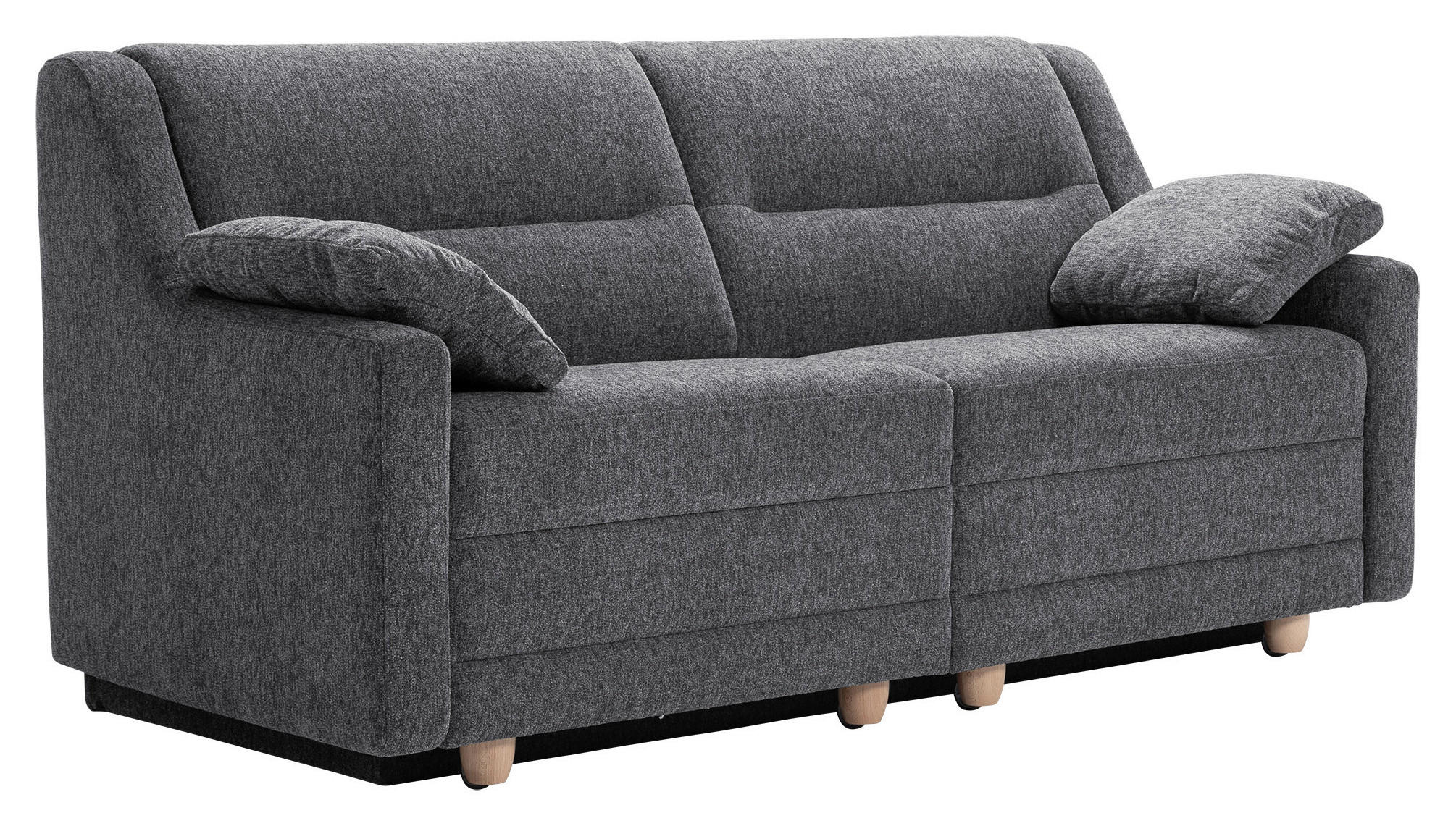 SCHLAFSOFA  mit Typenauswahl, Fußauswahl, Stoffauswahl, Liegefunktion, Sitzqualitäten, Schlafen auf Sitzhöhe, Hocker erhältlich, Rückenfutter Chenille Dunkelgrau  - Dunkelgrau/Buchefarben, KONVENTIONELL, Holz/Textil (184/88/91cm) - Sedda
