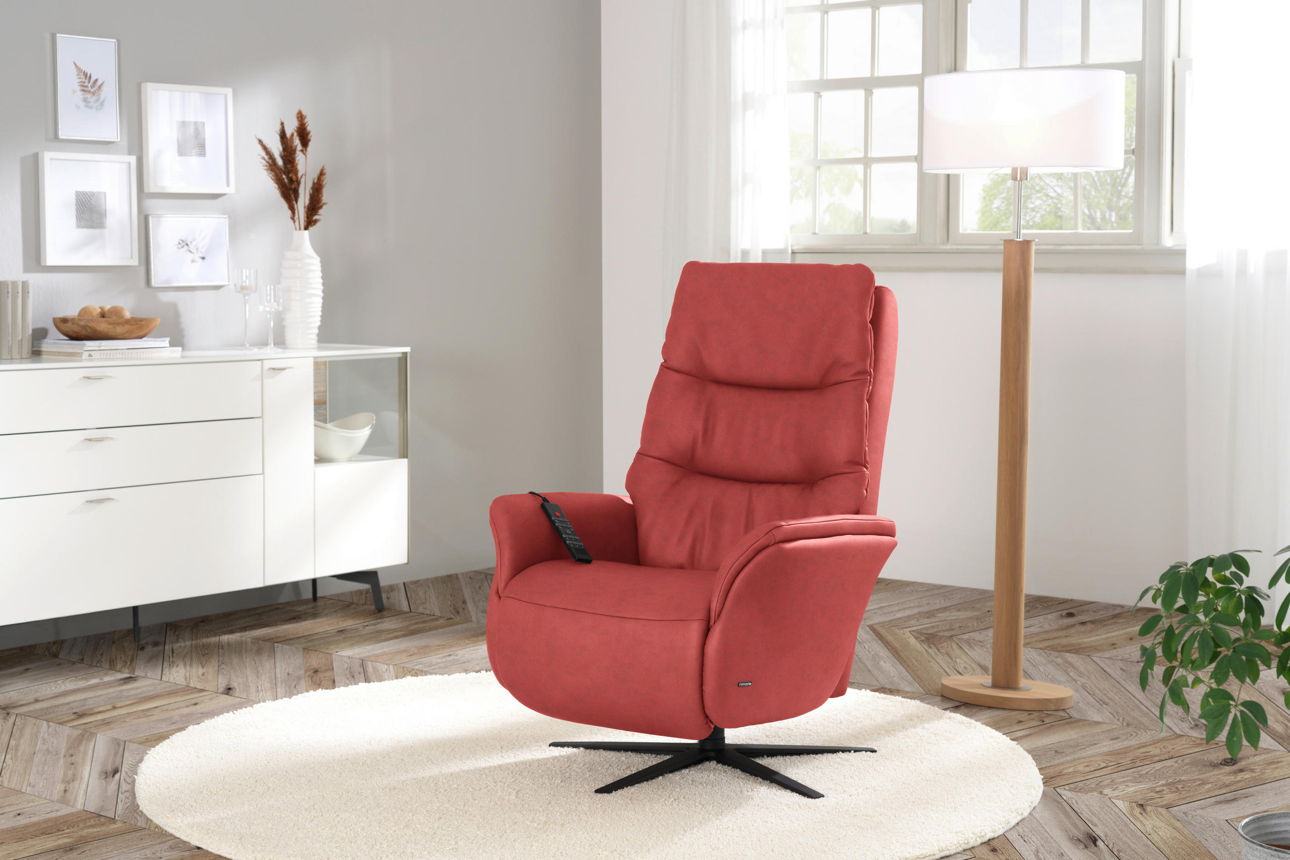 MASSAGESESSEL Echtleder Rot    - Anthrazit/Rot, KONVENTIONELL, Leder/Metall (74/114/97cm) - Himolla