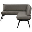 ECKBANK 165/195 cm Webstoff Schwarz, Dunkelgrau Buche massiv - Dunkelgrau/Schwarz, Basics, Holz/Textil (165/195cm) - Carryhome