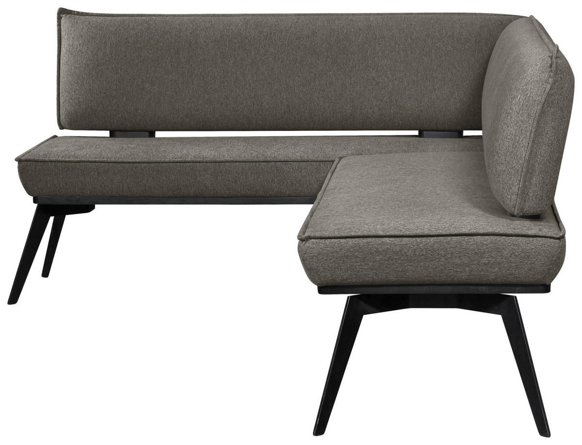 ECKBANK 165/195 cm Webstoff Schwarz, Dunkelgrau Buche massiv   - Dunkelgrau/Schwarz, Basics, Holz/Textil (165/195cm) - Carryhome