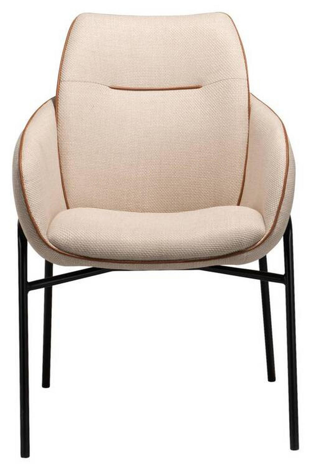 STOL MED ARMSTÖD gjutjärn mikrofiber  - beige/brun, Design, metall/textil - Lomoco