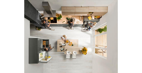 EINBAUKÜCHE - Eichefarben/Grau, Design, Holzwerkstoff - Dieter Knoll
