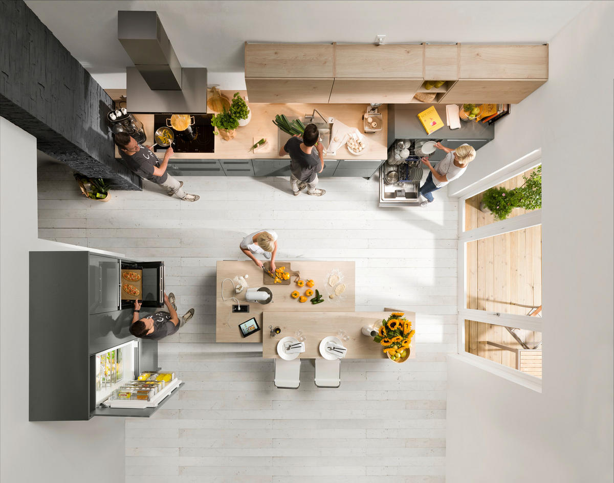 EINBAUKÜCHE LUX  - Eichefarben/Grau, Design, Holzwerkstoff - Nolte Küchen