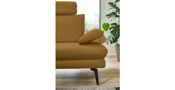 ECKSOFA in Echtleder Currygelb 180/310 cm - Currygelb/Schwarz, Design, Leder/Metall (180/310cm) - Dieter Knoll