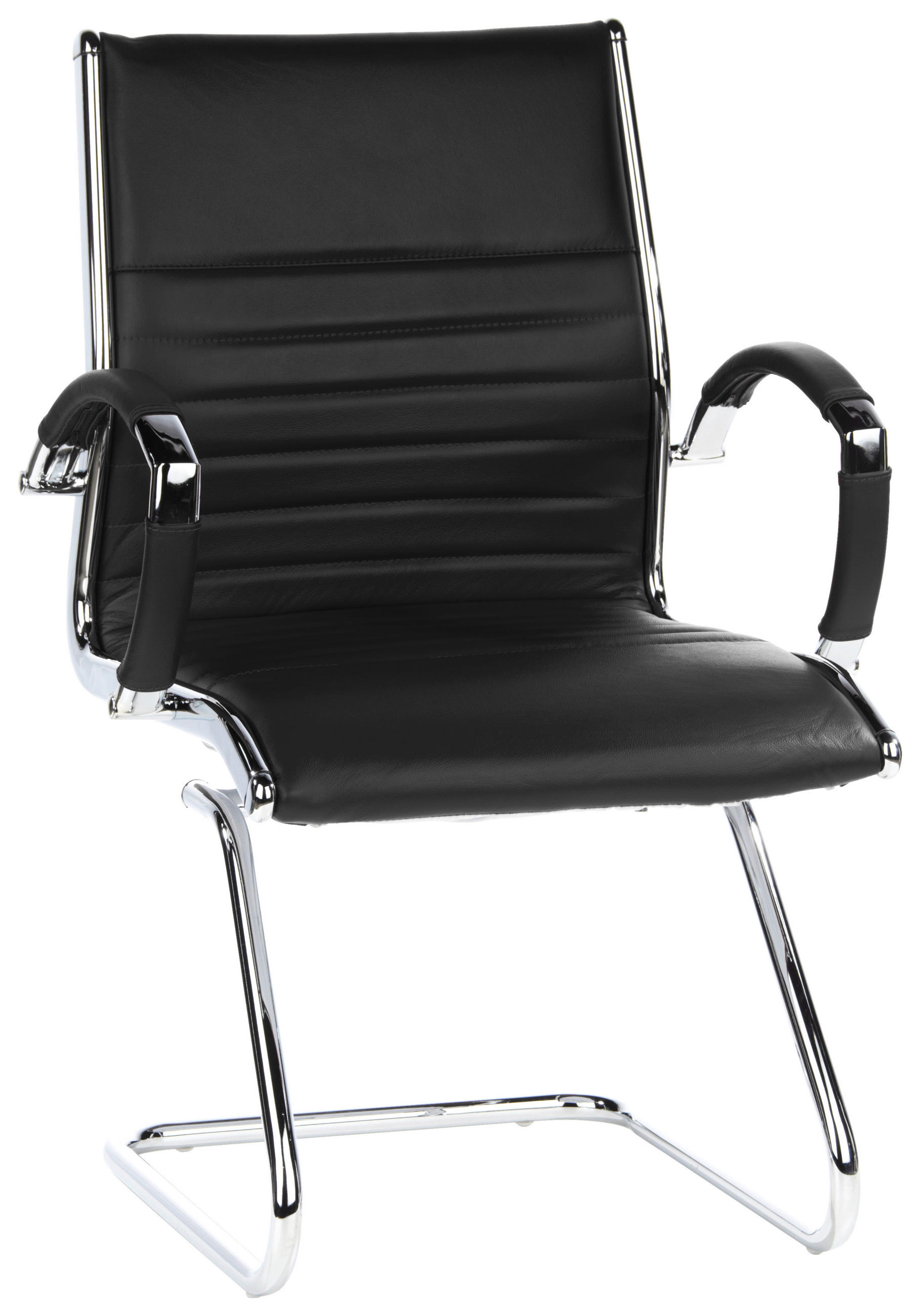 BESÖKSSTOL  i läderimitation svart, kromfärg  - kromfärg/svart, Modern, metall/läder (62/94/46cm) - MID.YOU