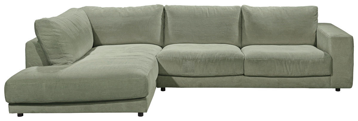 ECKSOFA in Cord Dunkelgrün  - Dunkelgrün/Schwarz, Design, Kunststoff/Textil (224/325cm) - Hom`in