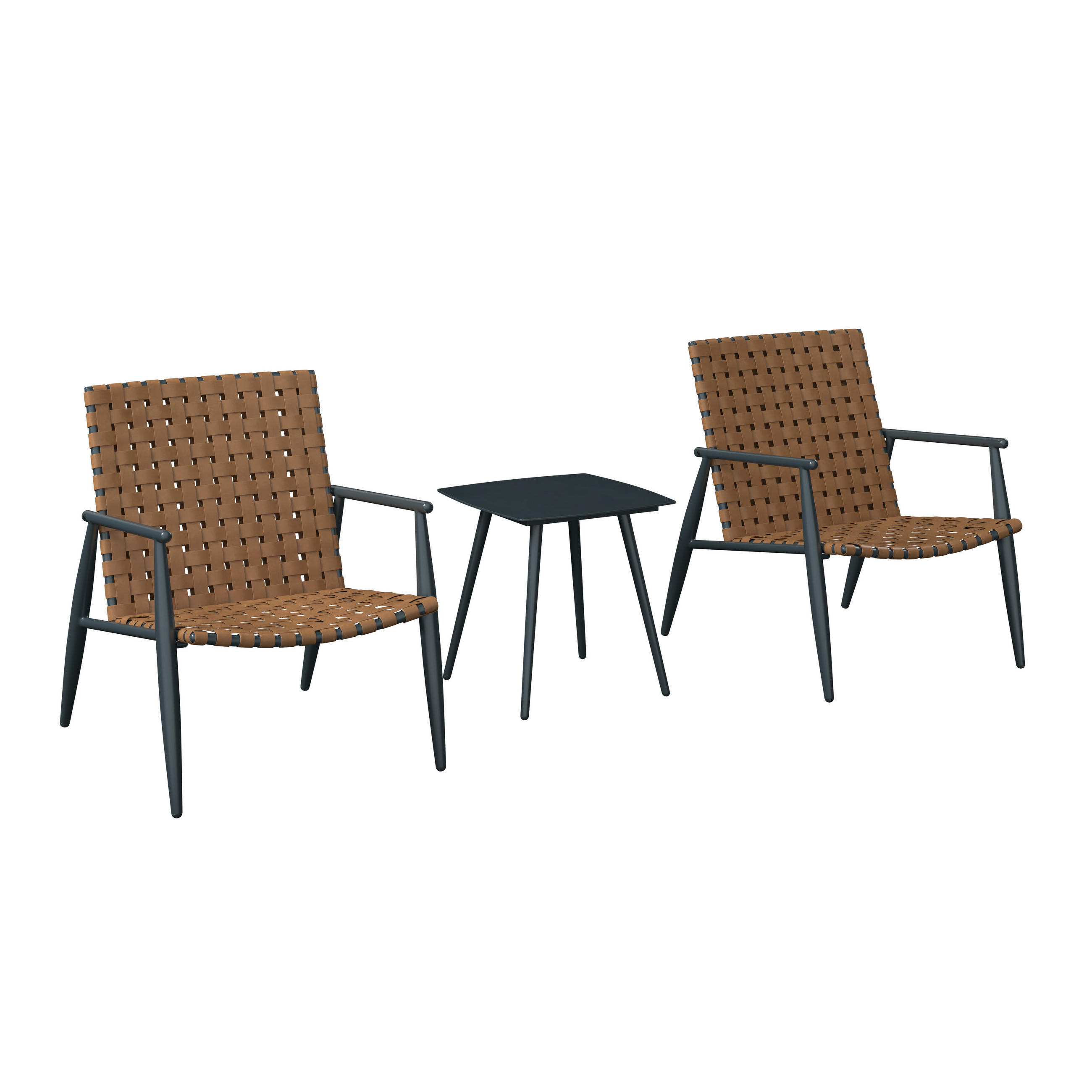 BALKONSET  3-teilig  - Schwarz/Braun, MODERN, Glas/Kunststoff (178/72.3/77.5cm) - Ambia Garden